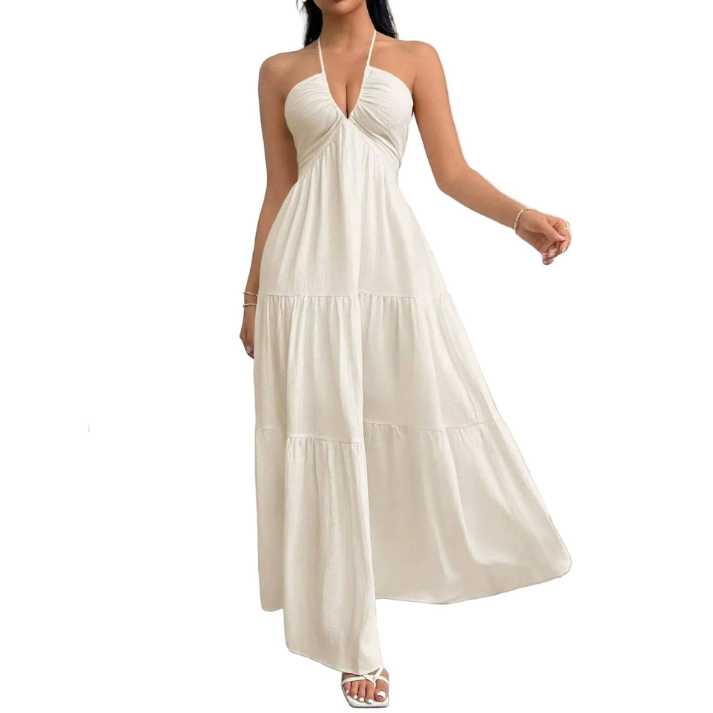 Ayla | Women's Vacation Flowy Backless Halter Maxi Dress