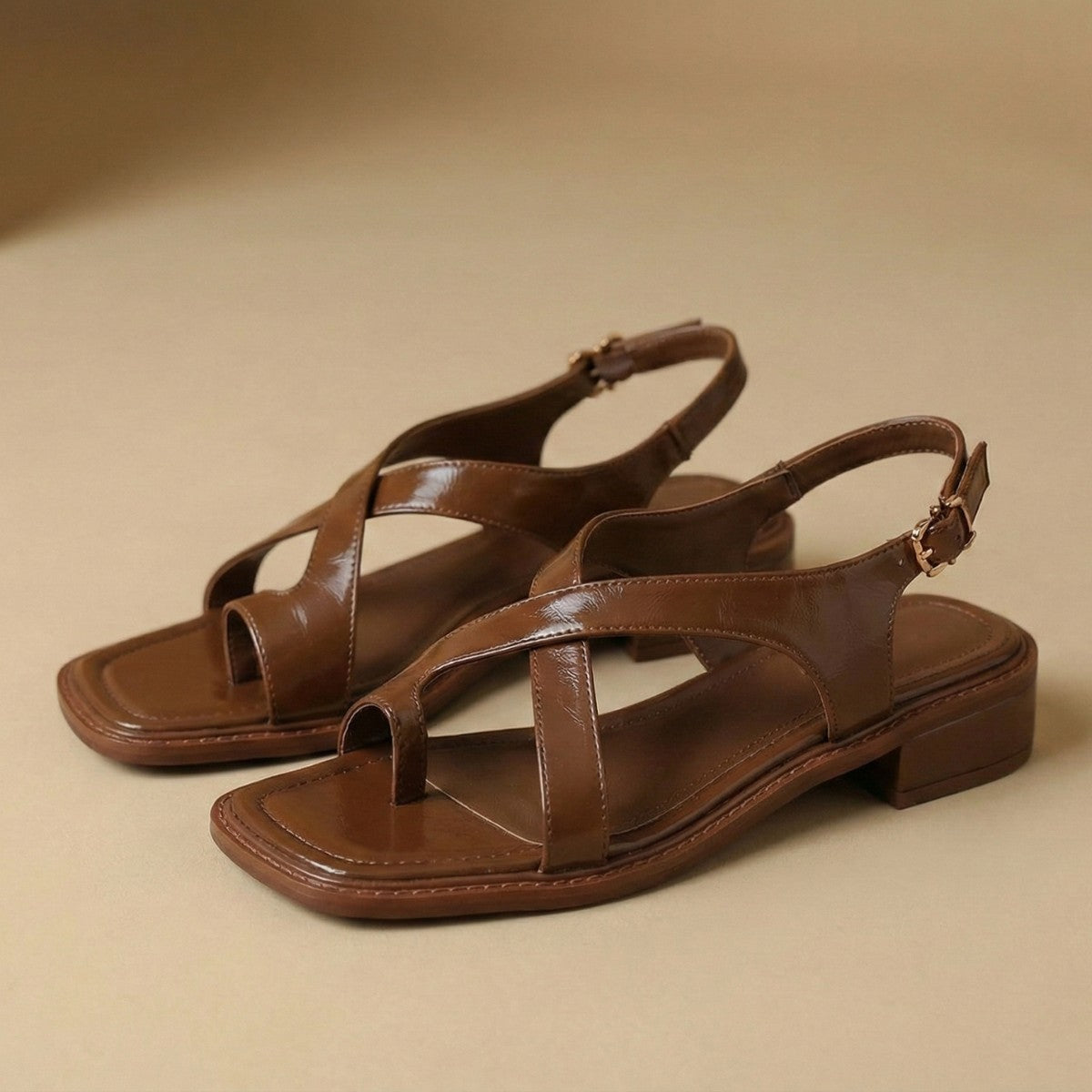 Cora square toe heeled sandals - Brown