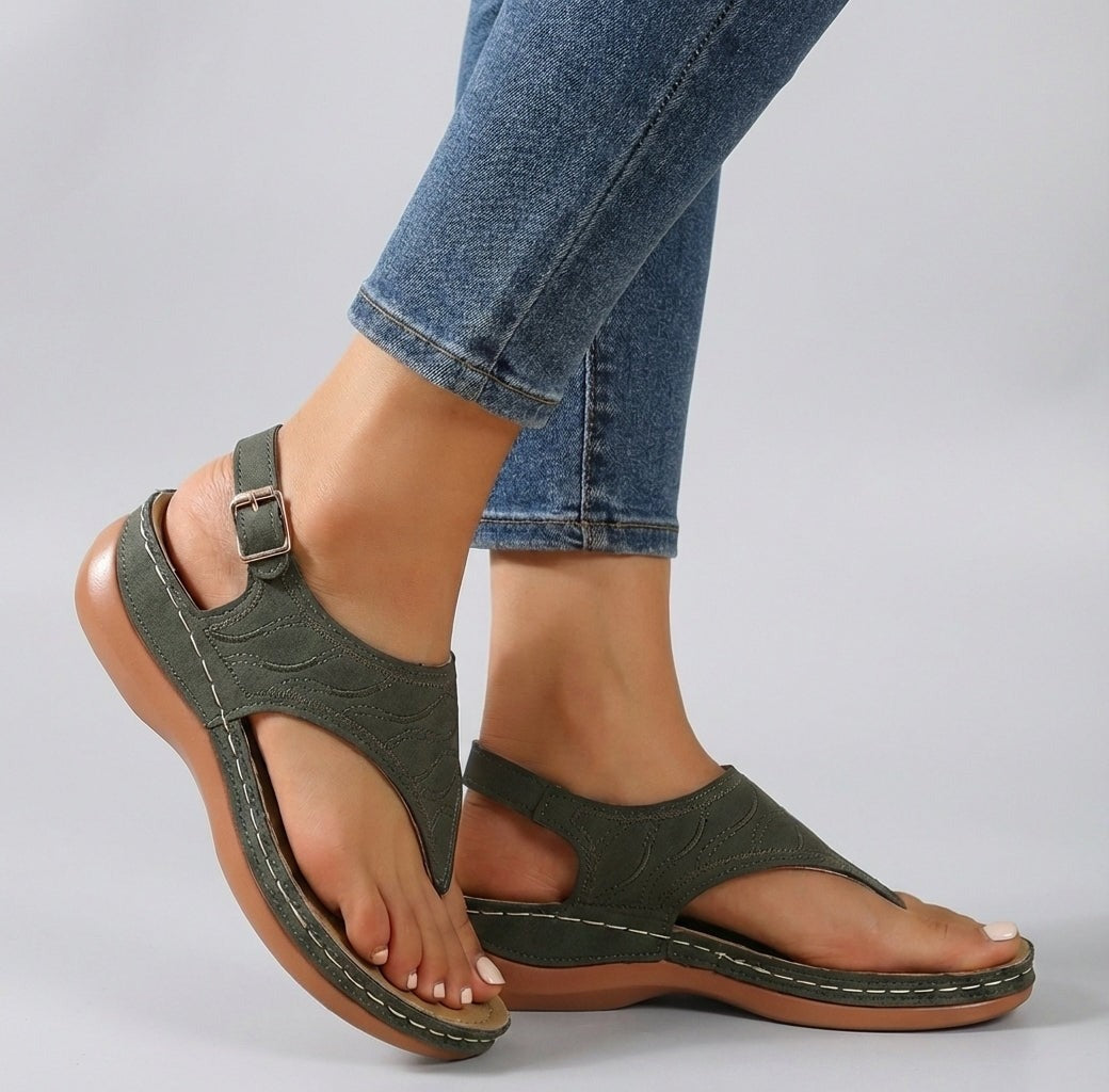 Della strappy thong sandals - Green