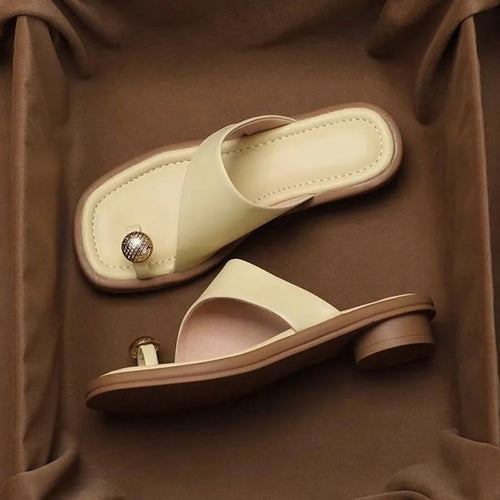 Gia strappy flat summer sandals - Cream