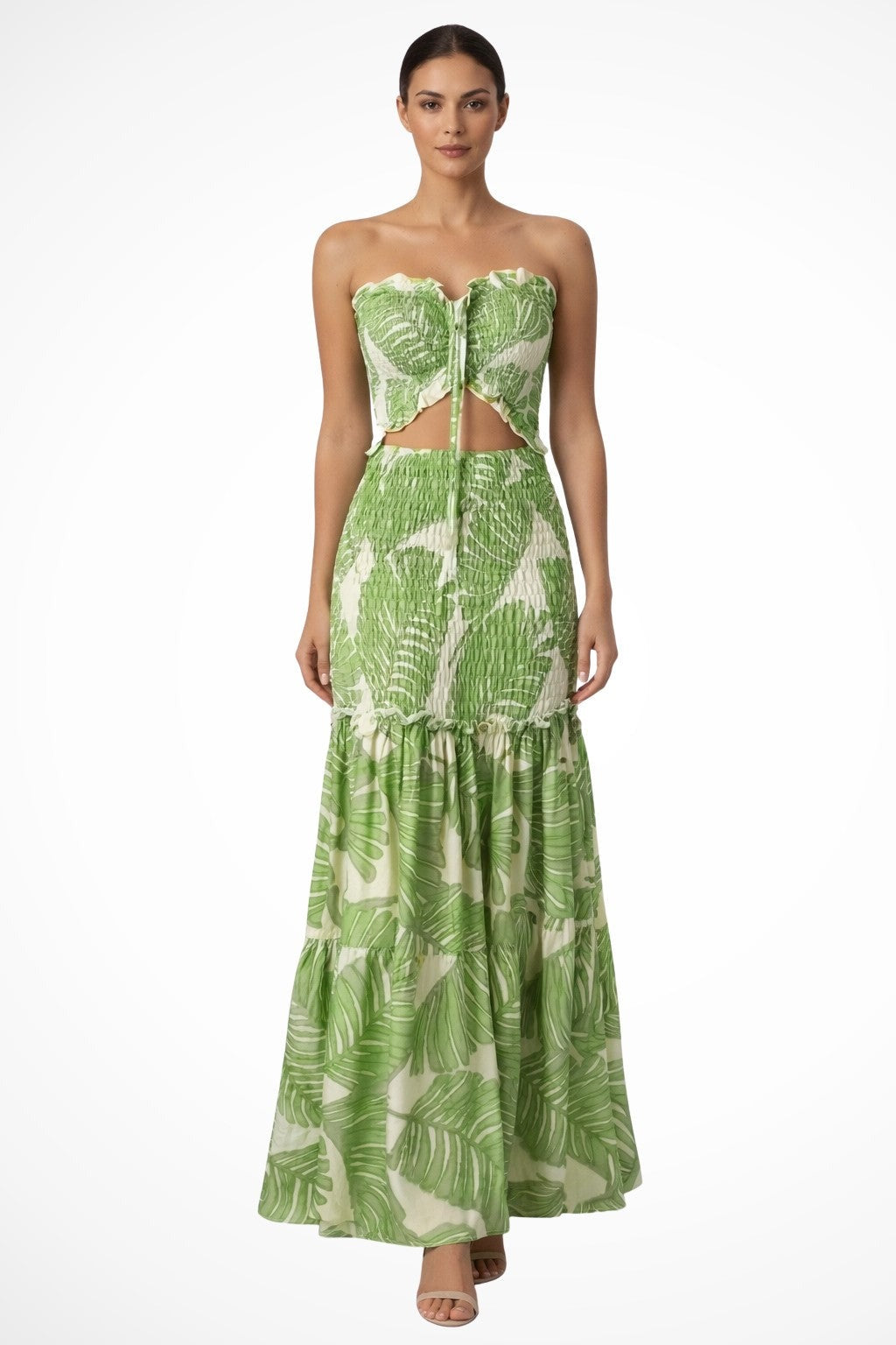 Gia tropical floral maxi dress - Green