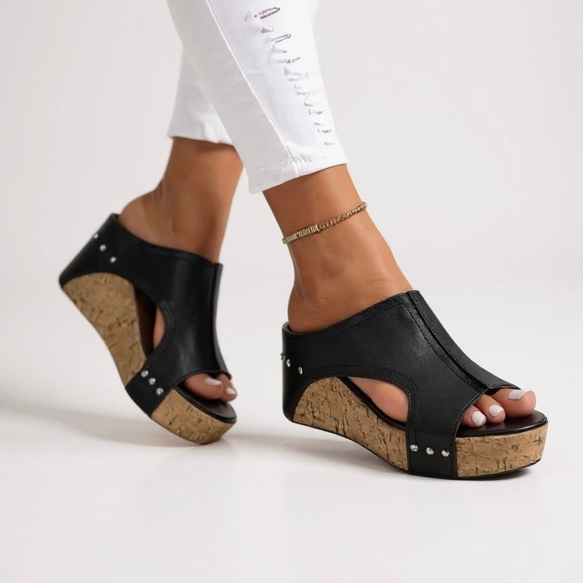 Lottie platform slide sandals - Black