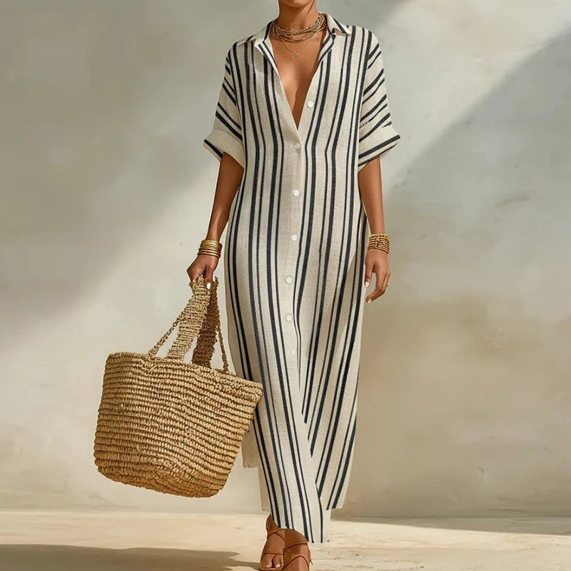 Mae linen shirt dress - Gray