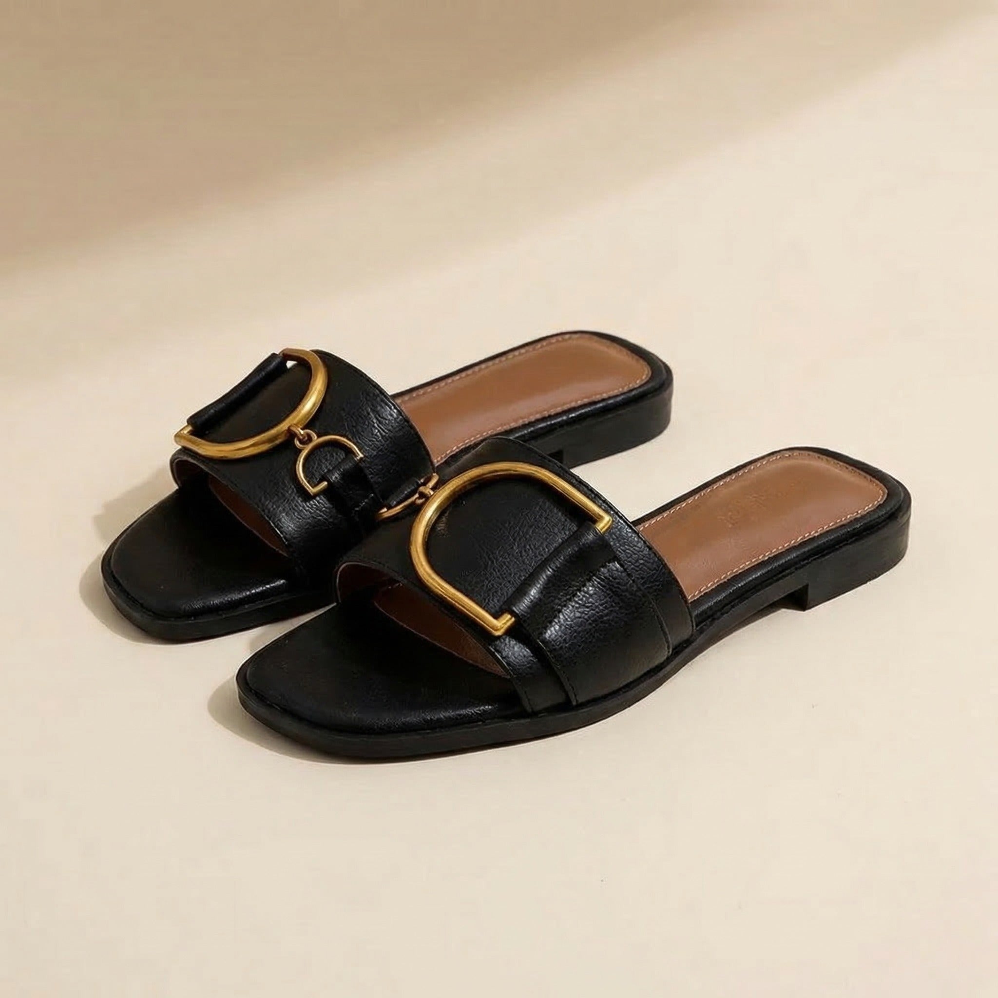 Mara strappy flat sandals - Black
