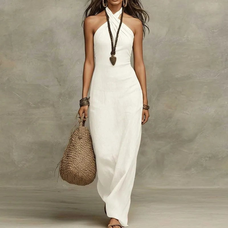 Mira linen beach dress - White