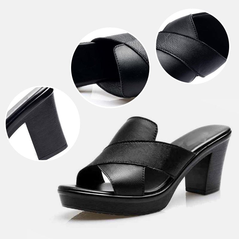 Vivienne block heel platform mule sandals - detail