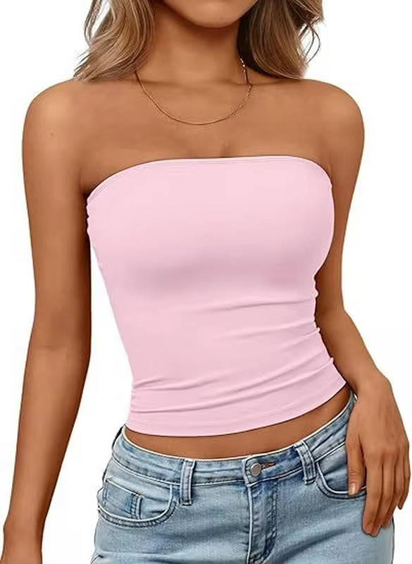 Charlotte Crop Tube Top Pink