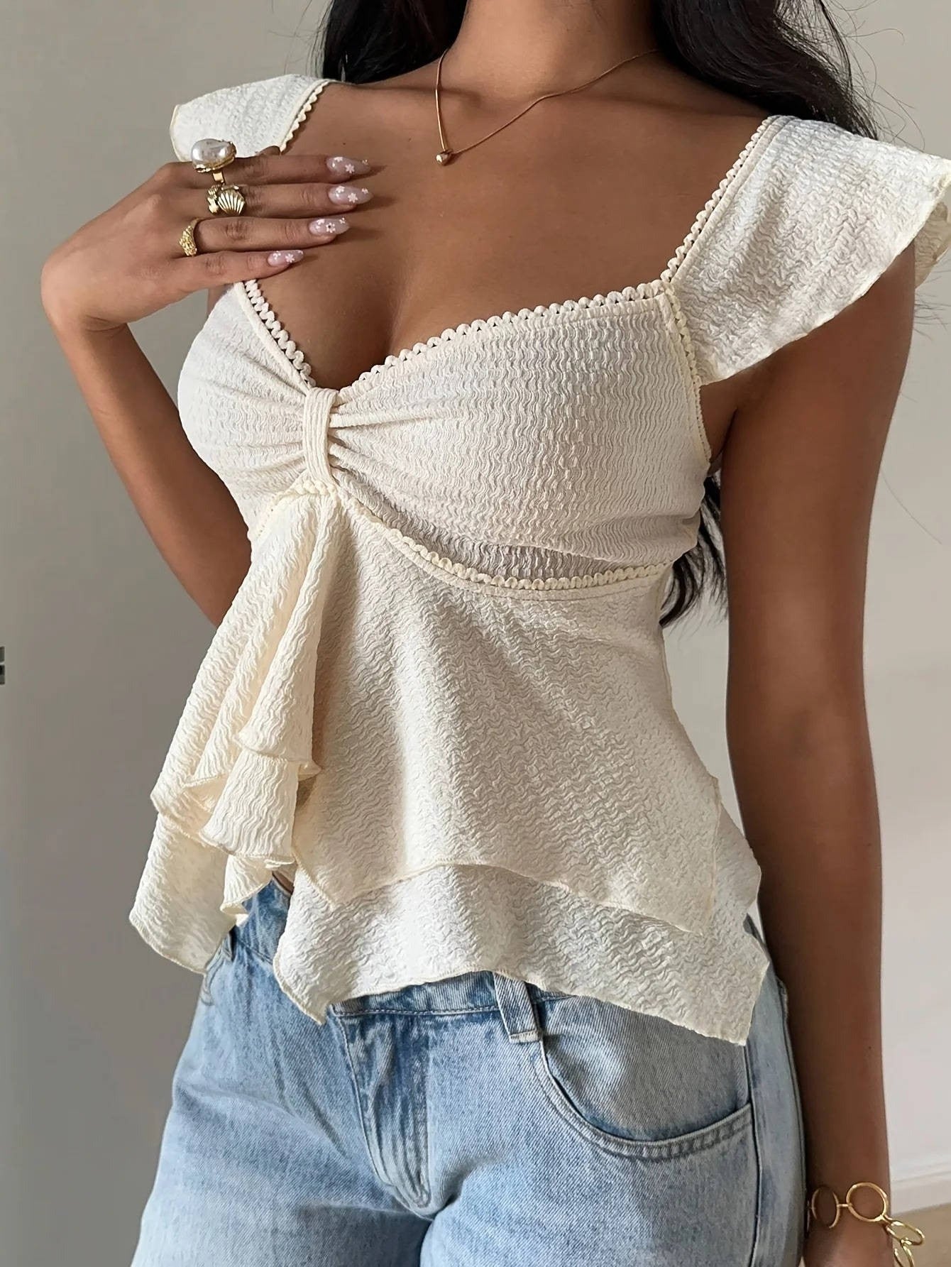 Pia ruffle blouse - Cream
