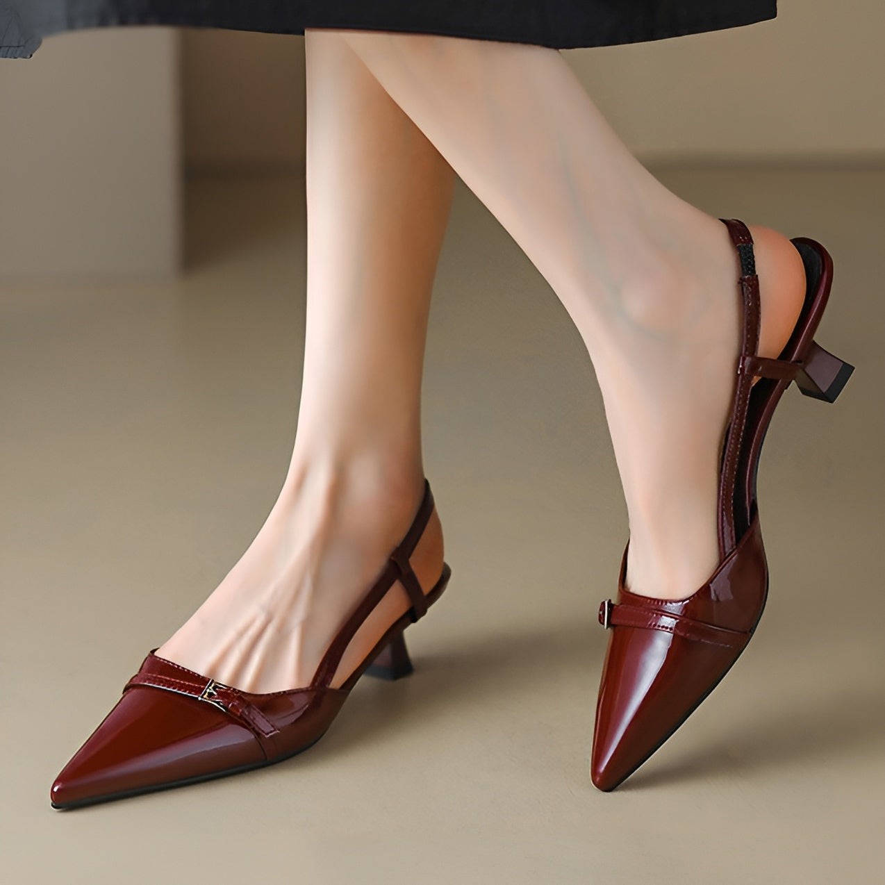 Gia pointed slingback kitten heels - Red