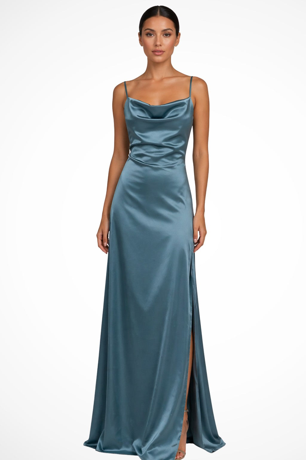 Maren satin slip maxi dress - Blue