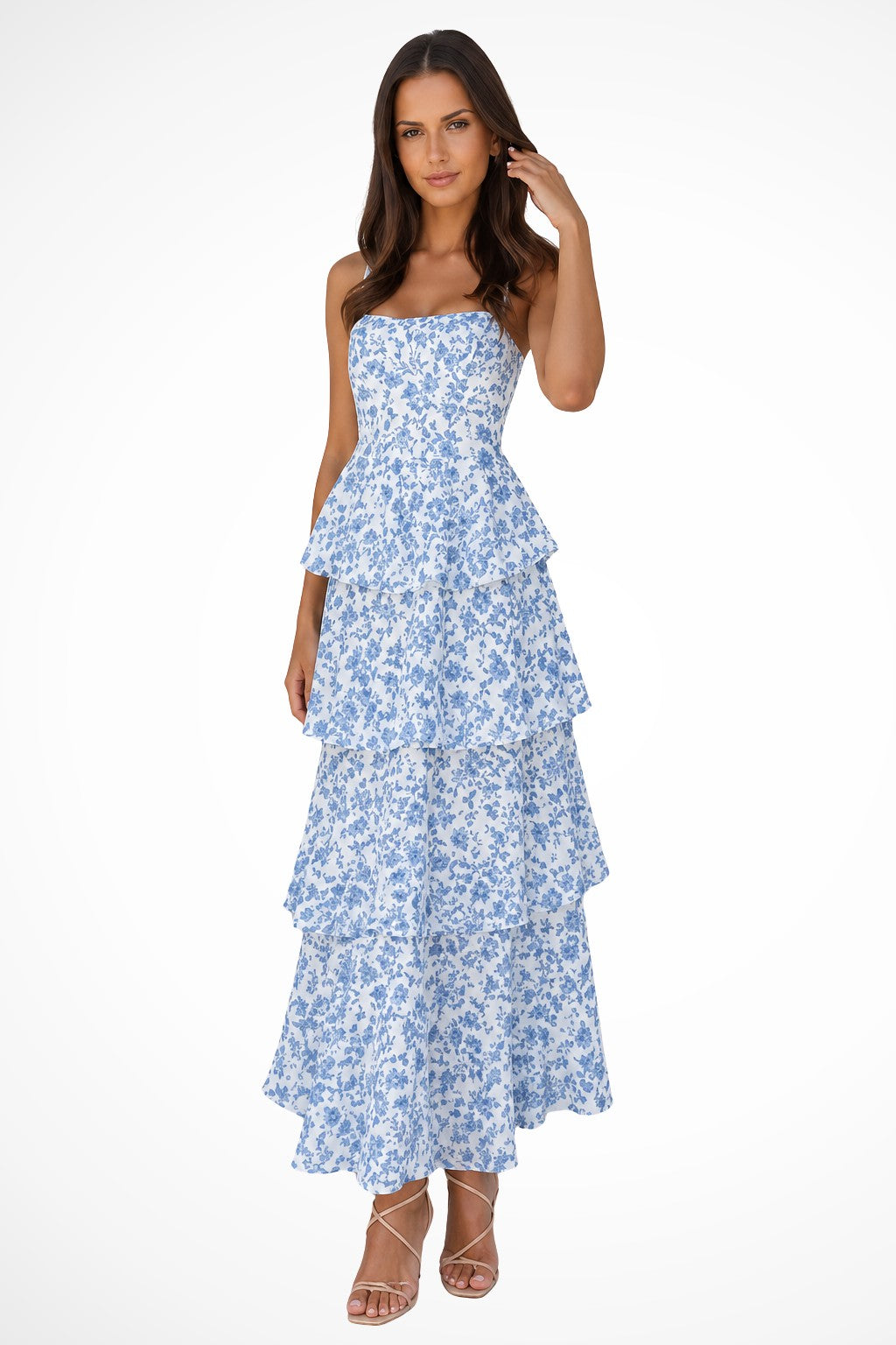 Juliet spaghetti strap floral maxi dress - Blue