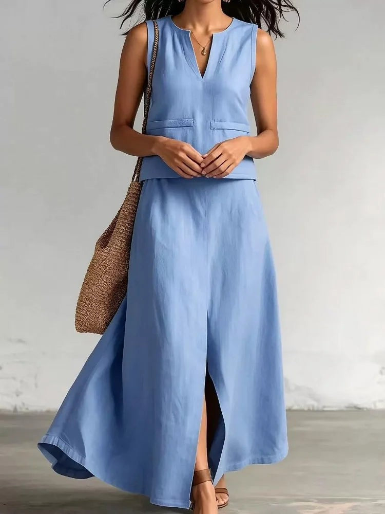 Maren maxi two piece skirt set - Blue