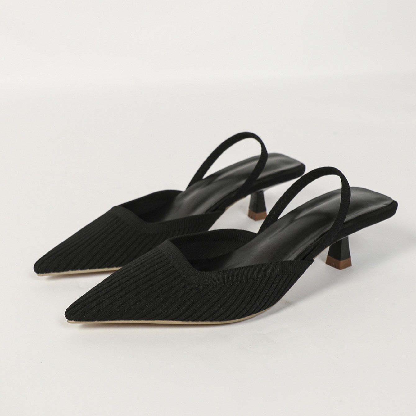 Sofia pointed slingback kitten heels - Black