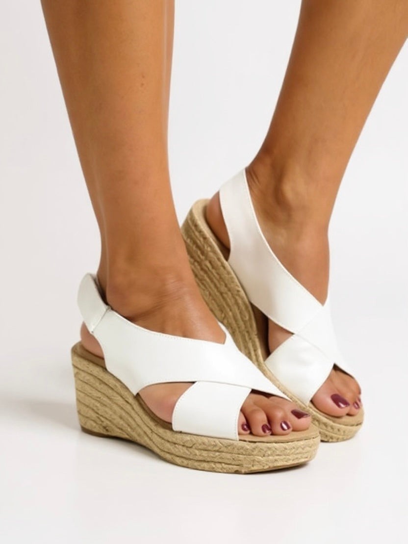 Pia slingback espadrille wedge sandals - White