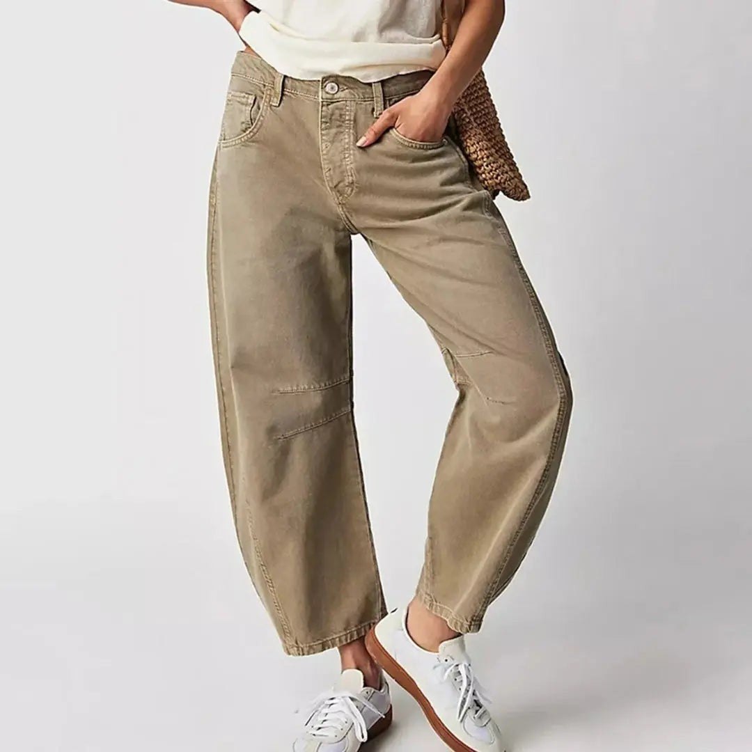 Hollis baggy barrel wide leg jeans - Beige