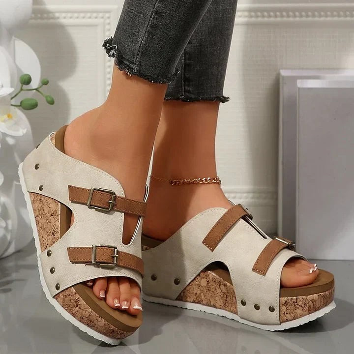 Lena platform wedge sandals - Beige