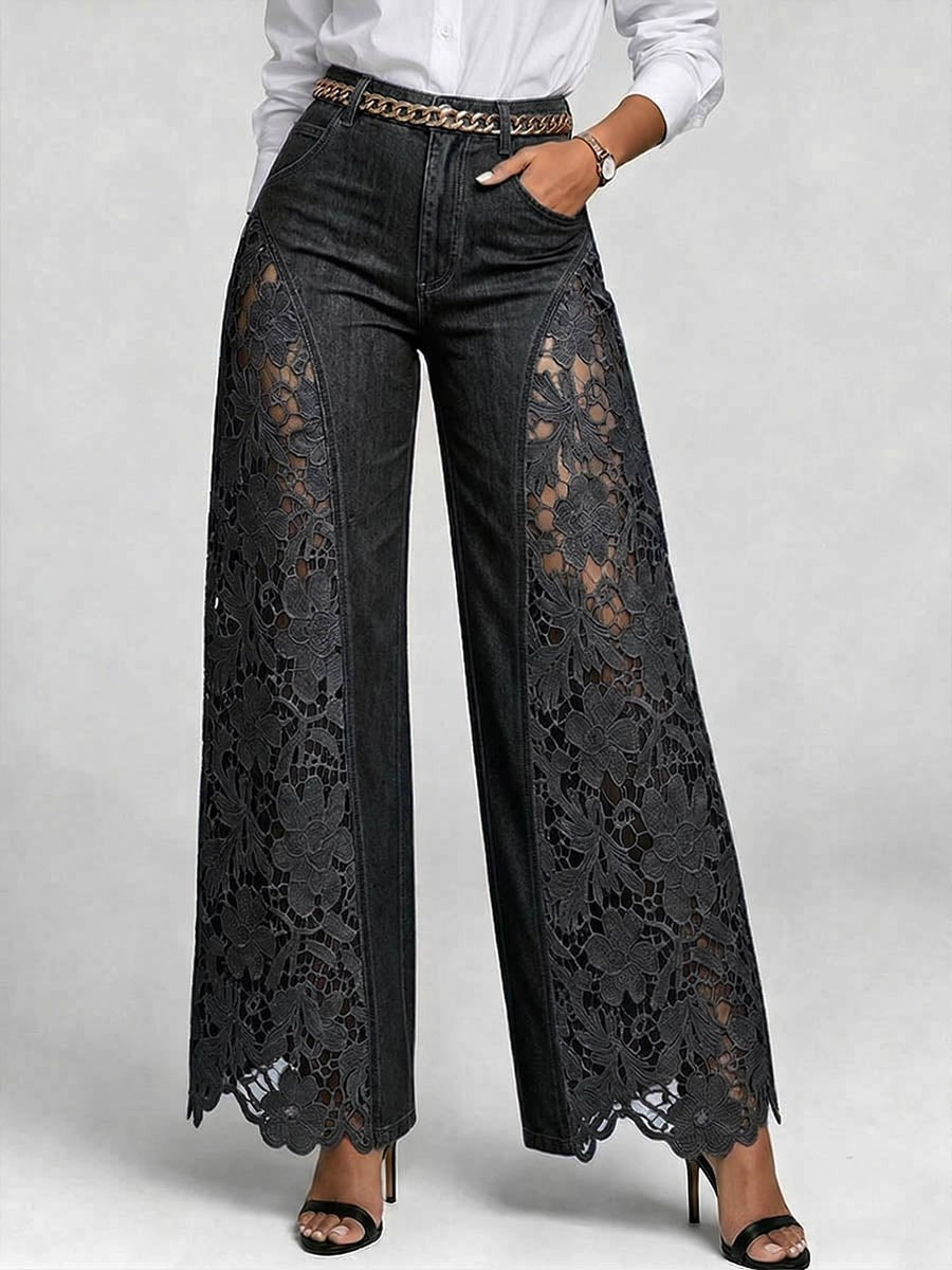 June wide leg denim jeans - Black