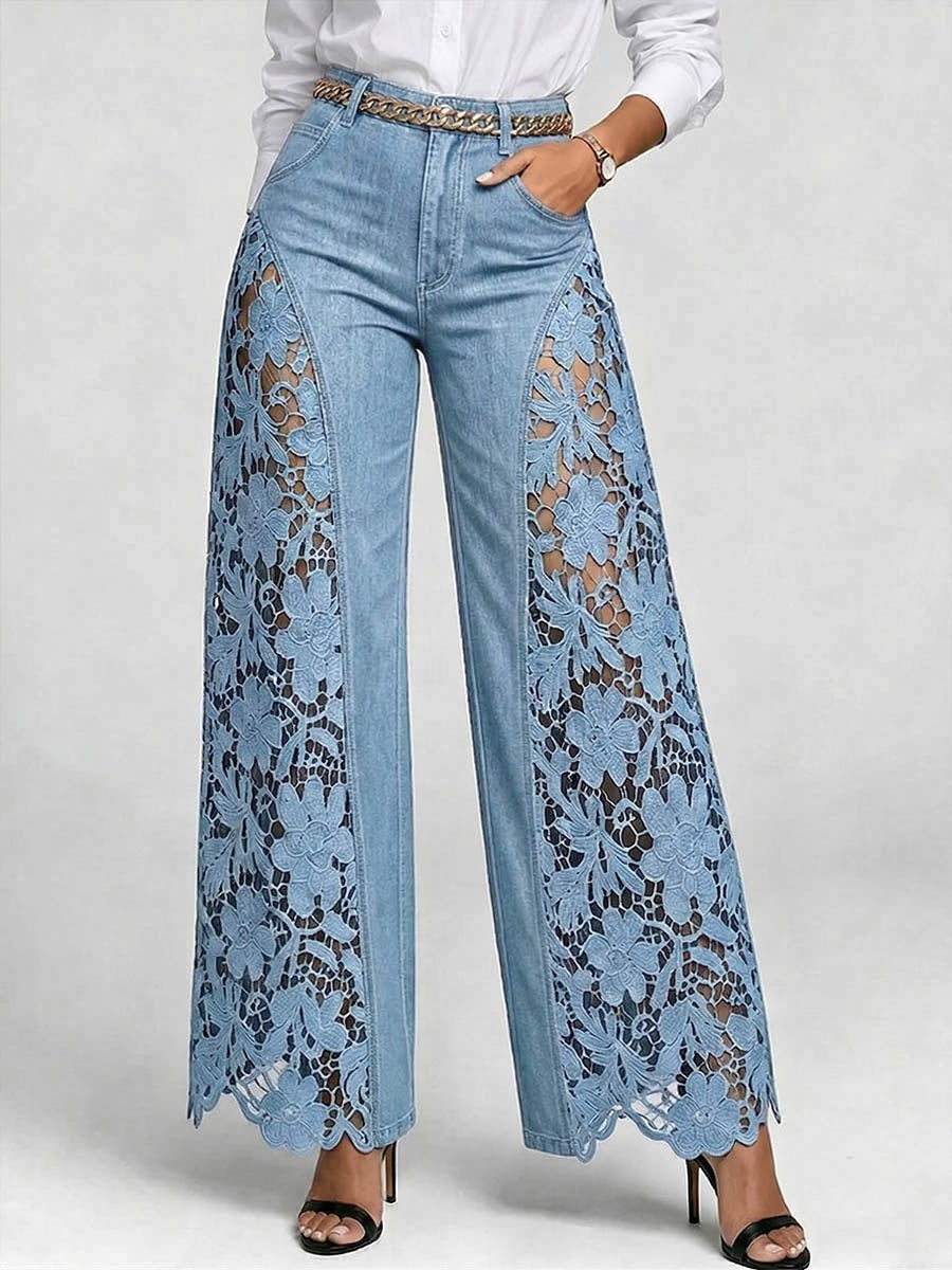 June wide leg denim jeans - Blue
