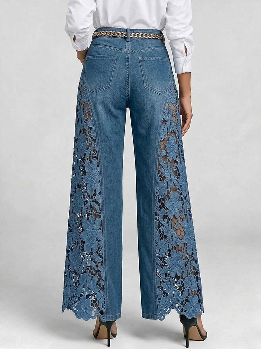 June wide leg denim jeans - detail