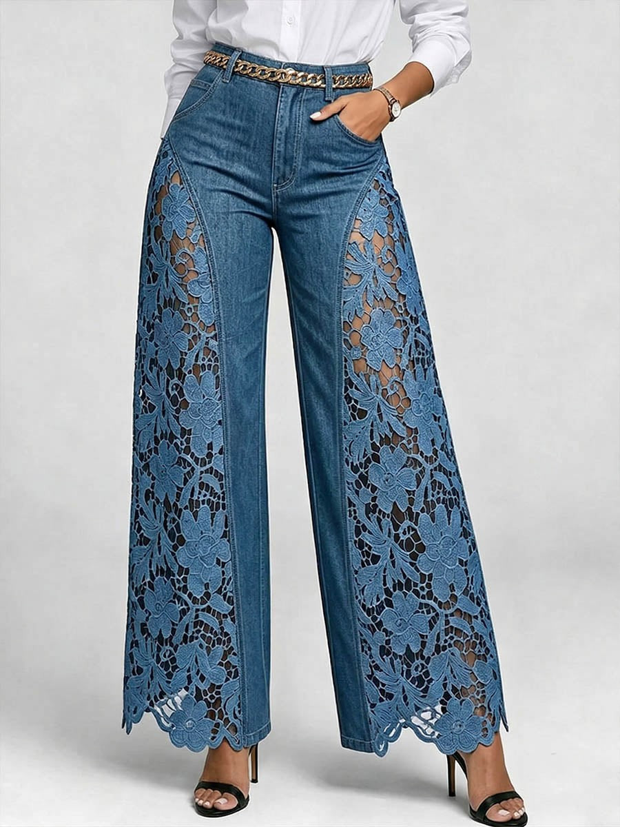 June wide leg denim jeans - Navy Blue