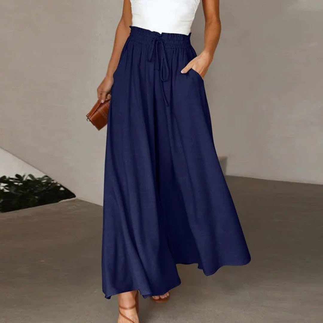 June palazzo linen pants - Dark Blue