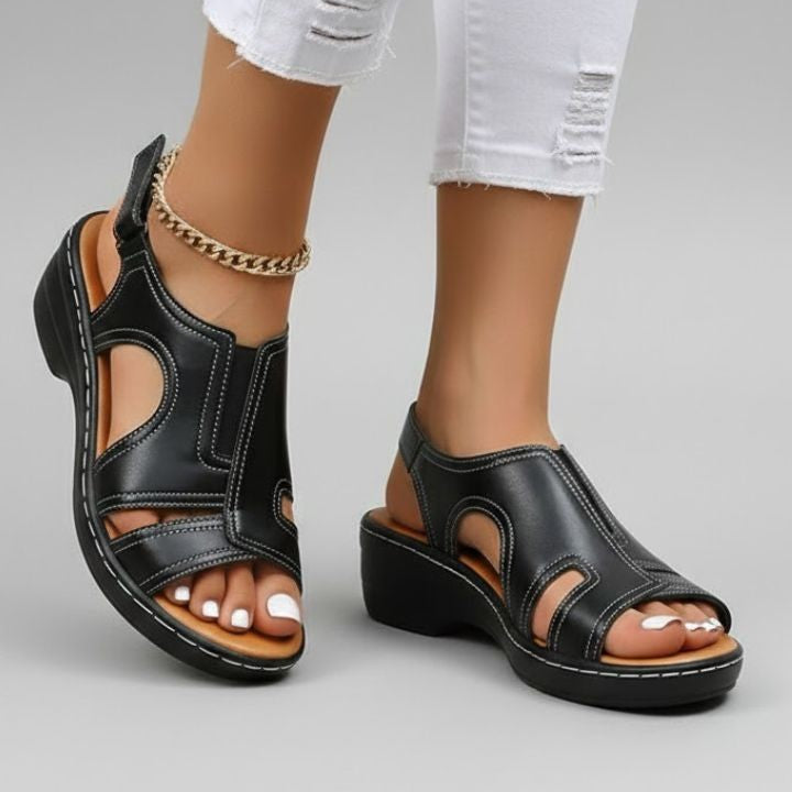 Piper platform wedge sandals - Black